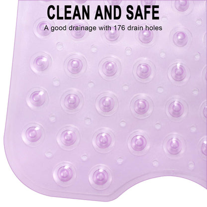 YINENN Bath Tub Shower Safety Mat 40 x 16 Inch Non-Slip and Extra Large, Bathtub Mat with Suction Cups, Machine Washable Bathroom Mats with Drain Holes, Clear