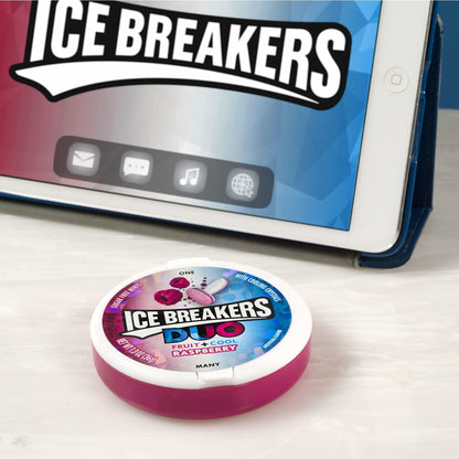 ICE BREAKERS Duo Fruit Plus Cool Strawberry Sugar Free Breath Mints Tins, 1.3 oz (8 Count)