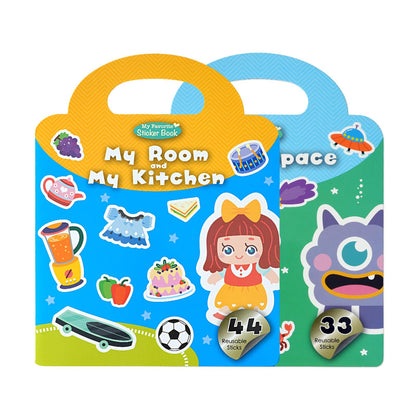 Reusable Sticker Books for Kids, Preschool Learning Sticker Activity Book, Restickable Jelly Stickers Toys for Kids Girls Boys-Vehicles…