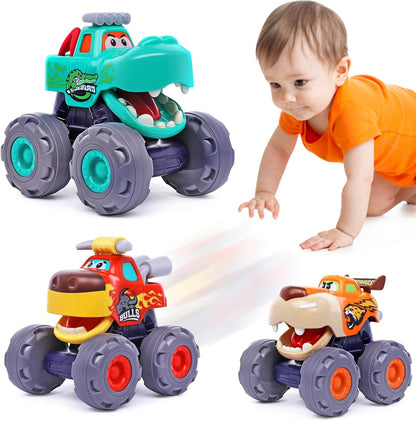 Toy Cars for 1 Year Old Boy Gifts Monster Trucks Boys Toys for 1 2 3 Year Old Boys Girls Kids Toddler Car Toy Trucks Baby Boy Toys 12-18 Months Pull Back Cars for Toddlers 1-3 Birthday Xmas Gift