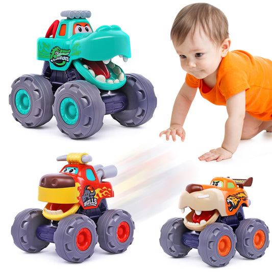 Toy Cars for 1 Year Old Boy Gifts Monster Trucks Boys Toys for 1 2 3 Year Old Boys Girls Kids Toddler Car Toy Trucks Baby Boy Toys 12-18 Months Pull Back Cars for Toddlers 1-3 Birthday Xmas Gift