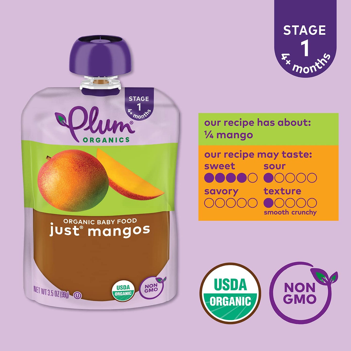 Plum Organics | Stage 1 | Organic Baby Food Meals [4+ Months] | Just Prunes | 3.5 Ounce Pouch (Pack Of 12) Packaging May Vary