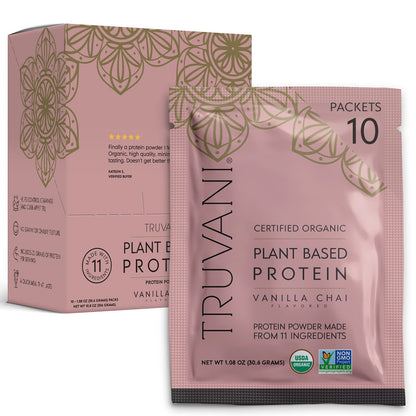 Truvani Vegan Pea Protein Powder | Banana Cinnamon | 20g Organic Plant Based Protein | 1 Serving | Keto | Gluten & Dairy Free | Low Carb | No Added Sugar