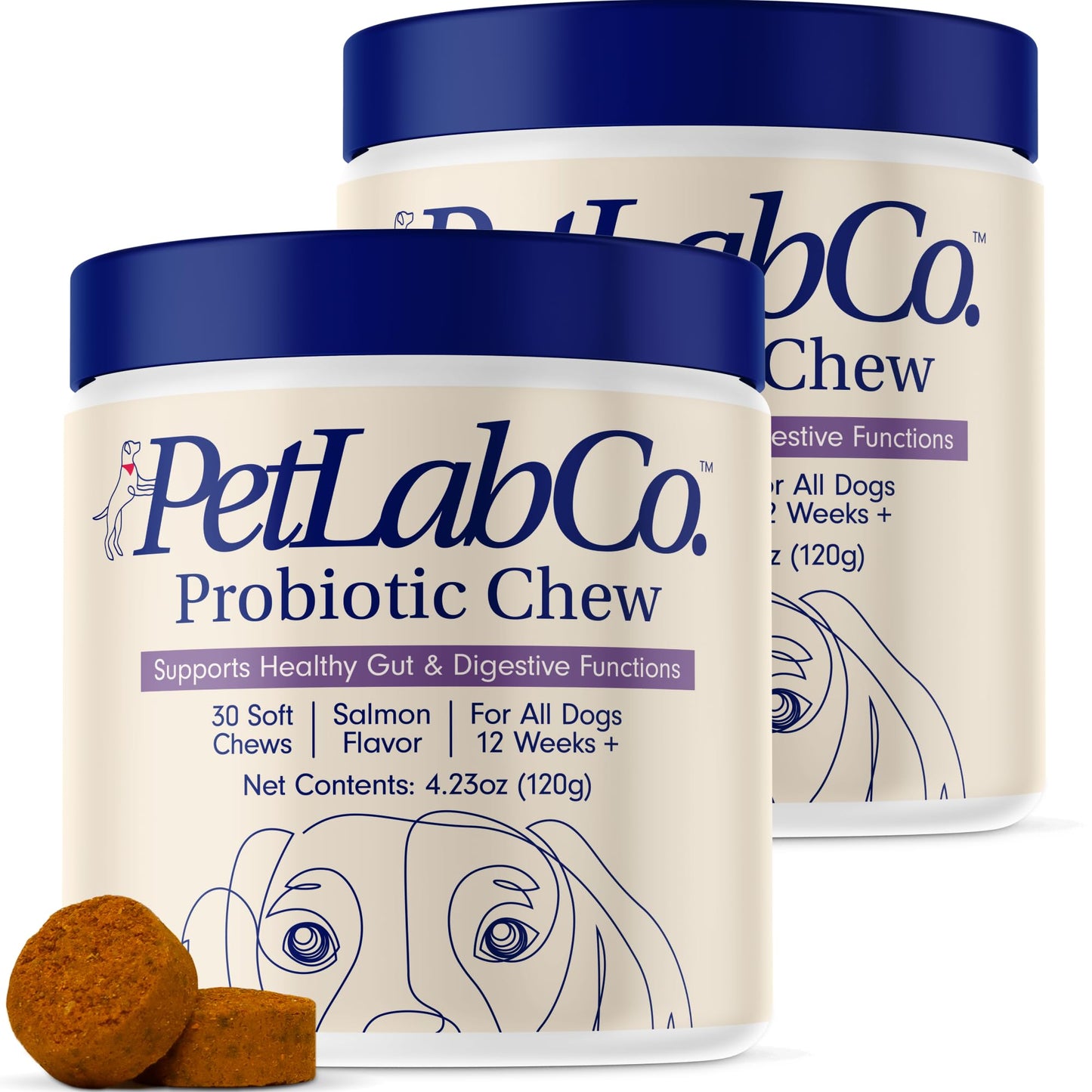 PetLab Co. Probiotics for Dogs, Support Gut Health, Diarrhea, Digestive Health & Seasonal Allergies - Pork Flavor - 30 Soft Chews - Packaging May Vary (Value 3-Pack)