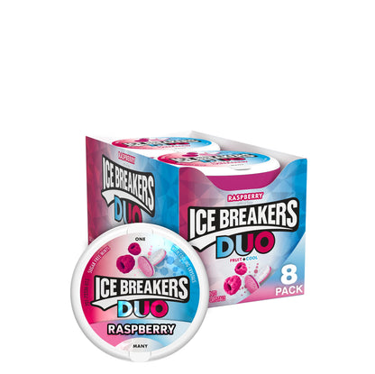 ICE BREAKERS Duo Fruit Plus Cool Strawberry Sugar Free Breath Mints Tins, 1.3 oz (8 Count)