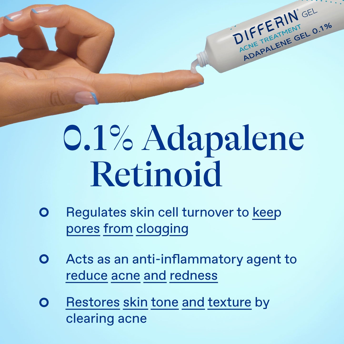 Differin Acne Treatment Gel, Retinoid Treatment for Face with 0.1% Adapalene, Gentle Skin Care for Acne Prone Sensitive Skin, 15g Tube (Packaging May Vary)