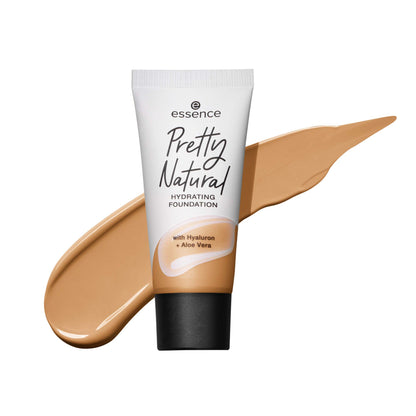 essence Pretty Natural Hydrating Foundation Make Up with Hyaluronic + Aloe Vera, No. 040 Neutral Vanilla, Nude Moisturising, Radiantly Fresh, Matte, Vegan, Oil-Free, Alcohol-Free (30 ml)