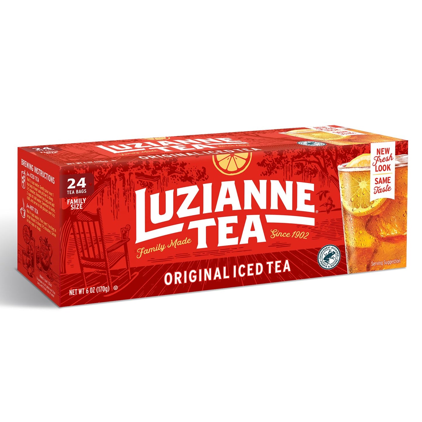 Luzianne Decaffeinated Iced Tea Bags, Family Size, 24ct Box (Pack of 6)