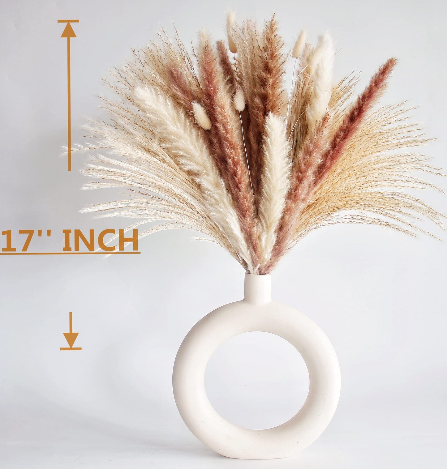 110 PCS Dried Pampas Grass Bouquet, Boho Table Decor, Bunny Tails Dried Flowers, Brown Pompas, White Pampas Grass for Wedding, Home, Rustic Party, Baby Shower Decorations