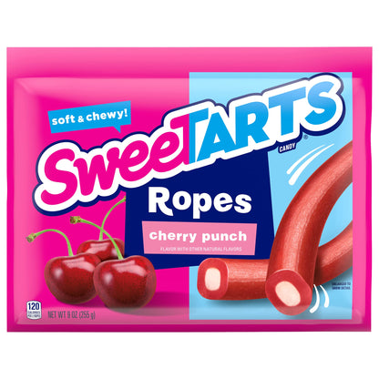 SweeTARTS Ropes, Candy, Twisted Rainbow Punch, Soft and Chewy, Back to School Sweet Treat, 9 oz