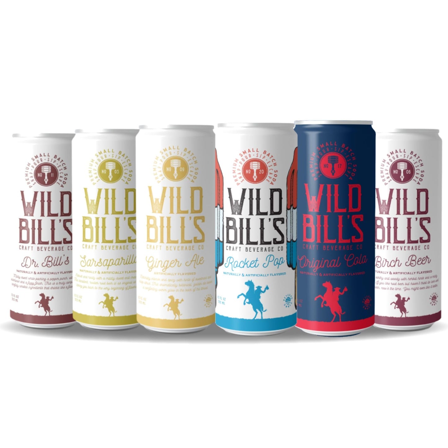 Wild Bill's Craft Soda Soft Drinks Fruity Variety Pack, Strawberry, Grape, Rocket Pop, Black Cherry, Orange Cream, Pure Cane Sugar, Caffeine Free, NO High Fructose Corn Syrup, Gluten Free 12 Pack