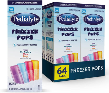 Pedialyte Electrolyte Solution Freezer Pops, Variety Pack, 16 Count (Pack of 4)