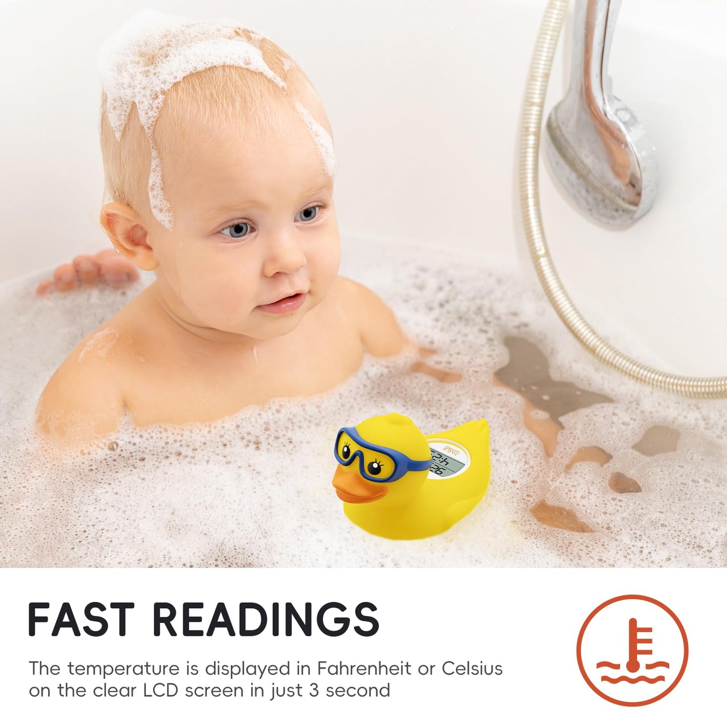 b&h Baby Thermometer, The Infant Baby Bath Floating Toy Safety Temperature Water Thermometer (Classic Duck)