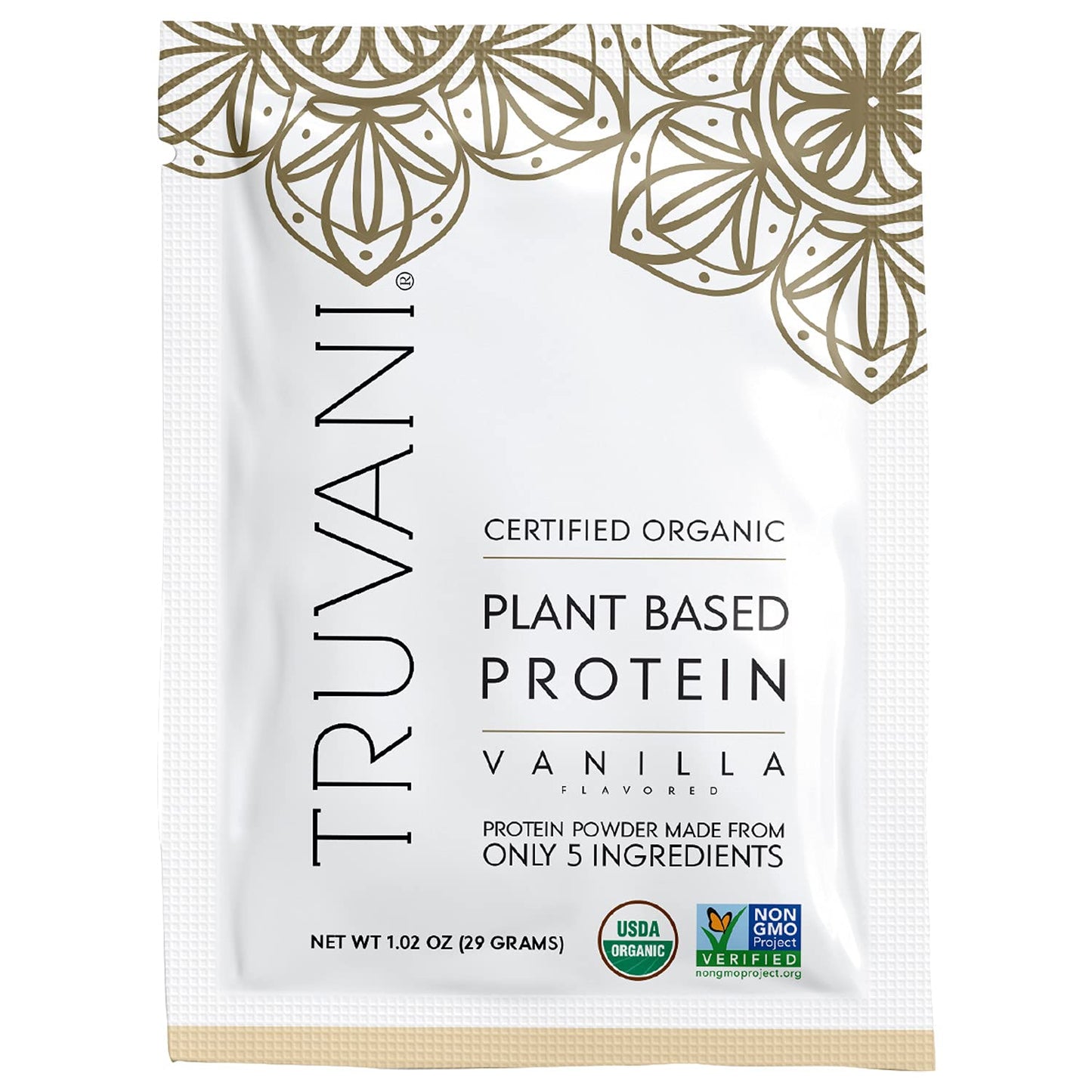 Truvani Vegan Pea Protein Powder | Banana Cinnamon | 20g Organic Plant Based Protein | 1 Serving | Keto | Gluten & Dairy Free | Low Carb | No Added Sugar