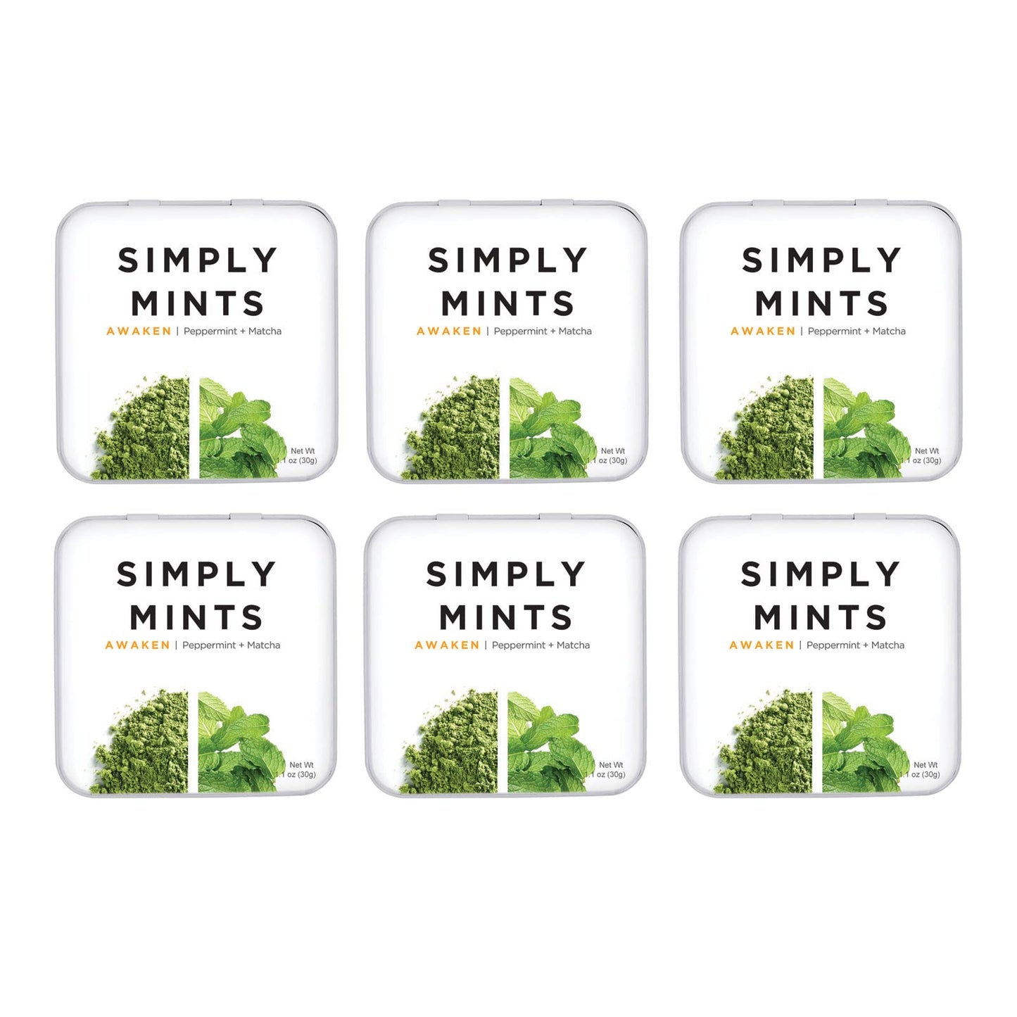 Natural Breath Mints by Simply Gum | Peppermint | Pack of Six (180 Pieces Total) | Breath Freshening, Vegan, Non-GMO, Nothing Artificial