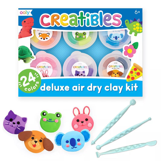 OOLY Creatibles, 24 Colors Air Dry Clay Kit for Kids Craft, Modeling Clay with 3 Shaping Tools, Craft Supplies & Materials, Airdry Clay DIY Art Set for Kids Ages 6 and Up