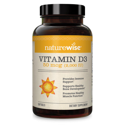 NatureWise Vitamin D3 1000iu (25 mcg) 1 Month Supply for Healthy Muscle Function, Bone Health and Immune Support, Non-GMO, Gluten Free in Cold-Pressed Olive Oil, Packaging May V, 30 Count