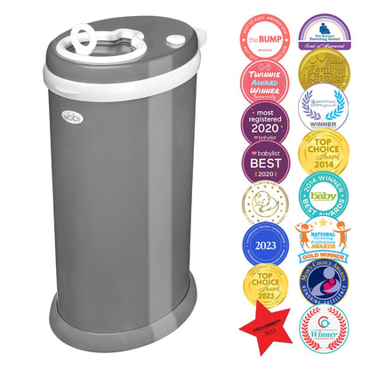 Ubbi Steel Diaper Pail, Odor Locking, No Special Bag Required, Award-Winning, Registry Must-Have, White