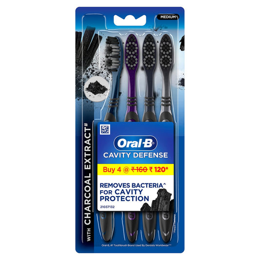 Oral B Cavity Defense 123 Black Toothbrush � Medium (Pack of 4)