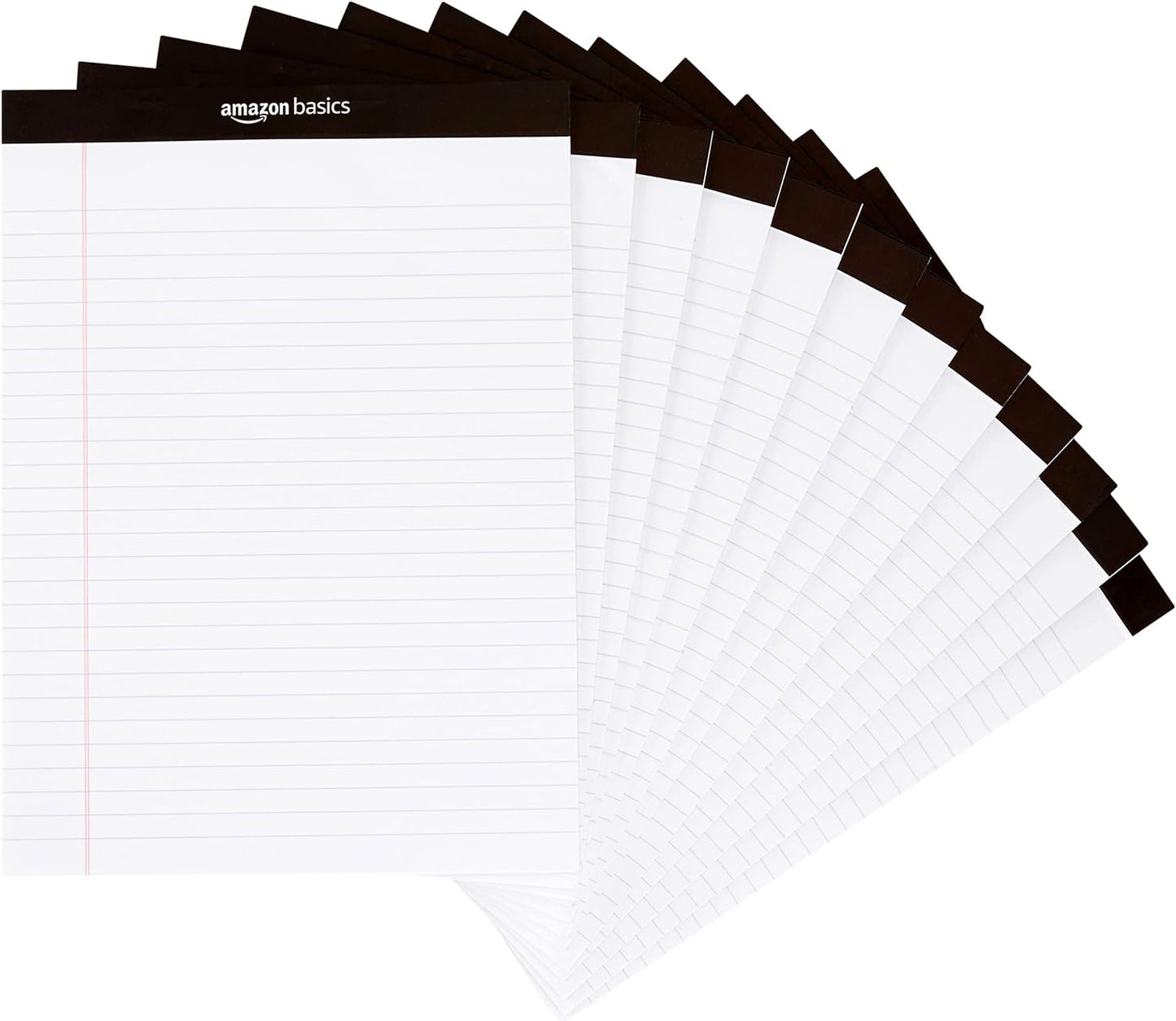 Amazon Basics Wide Ruled Lined Writing Note Pad, 8.5 inch x 11.75 inch, White, 12 Count ( 12 Pack of 50 )