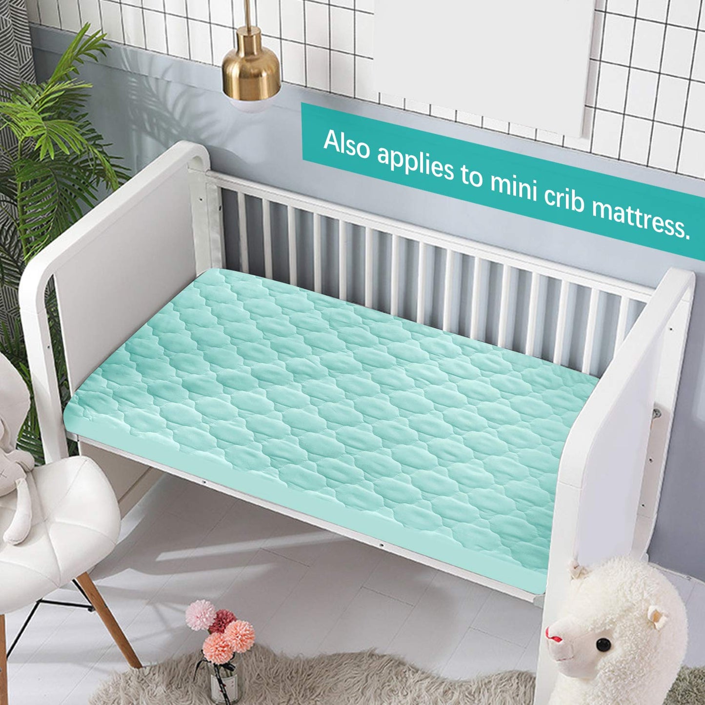 Crib Mattress Protector Sheets Fitted Waterproof Crib Mattress Pad Cover, Noiseless & Machine Wash 100% Absorbent Crib/Toddler Mattress Protector Sheet Quilted, White, 52" x 28"