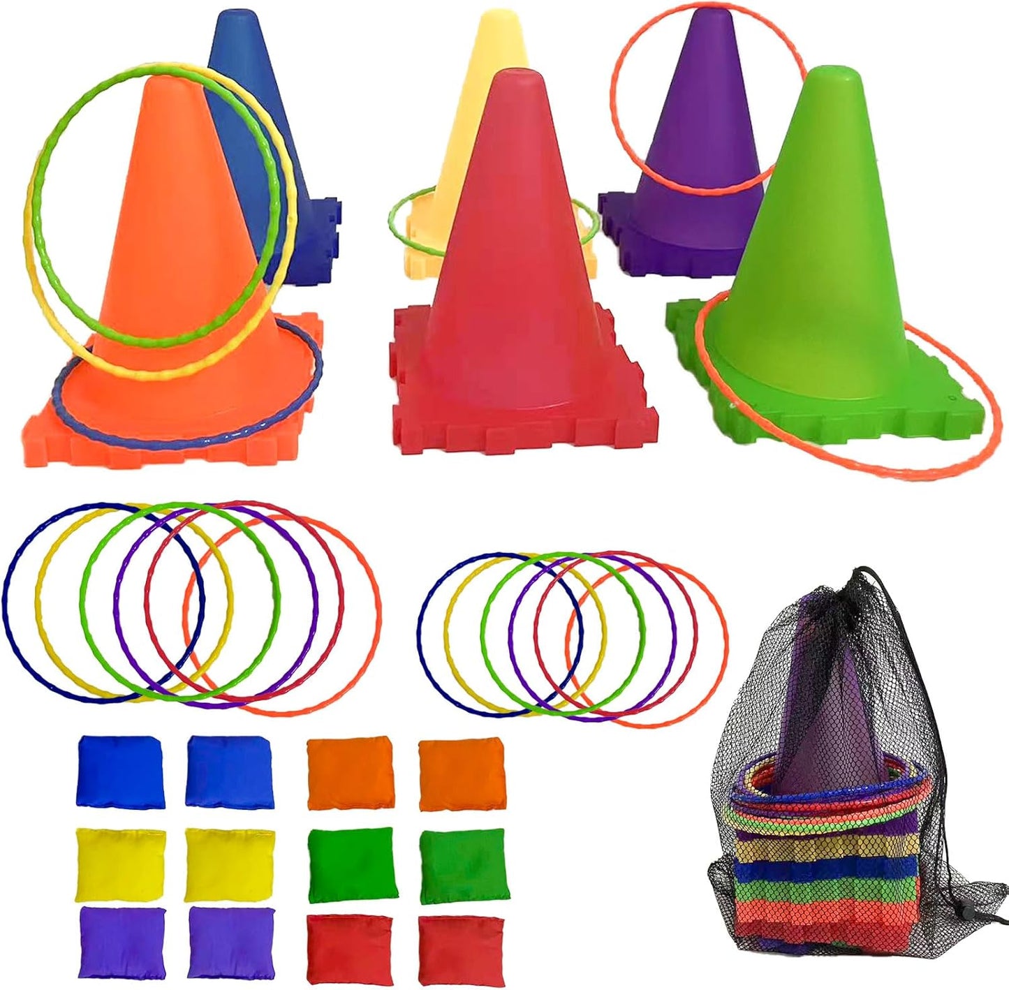 Outdoor Toys for Kids,Bead Bags for Tossing,Ring Toss Party Games for Kids,Obstacle Course for Kids,Backyard Games,Kids Games,Carnival Games,Toddler Outdoor Toys for Toddlers 3-5