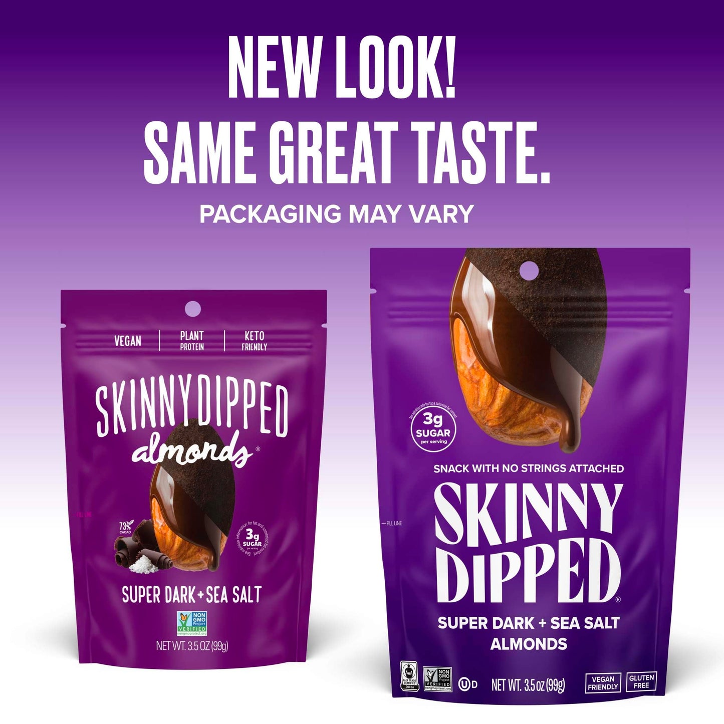 SkinnyDipped Snack Attack Minis Almond Variety Pack, Healthy Snack, Plant Protein, Gluten Free, 0.46 oz Mini Bags, Pack of 25