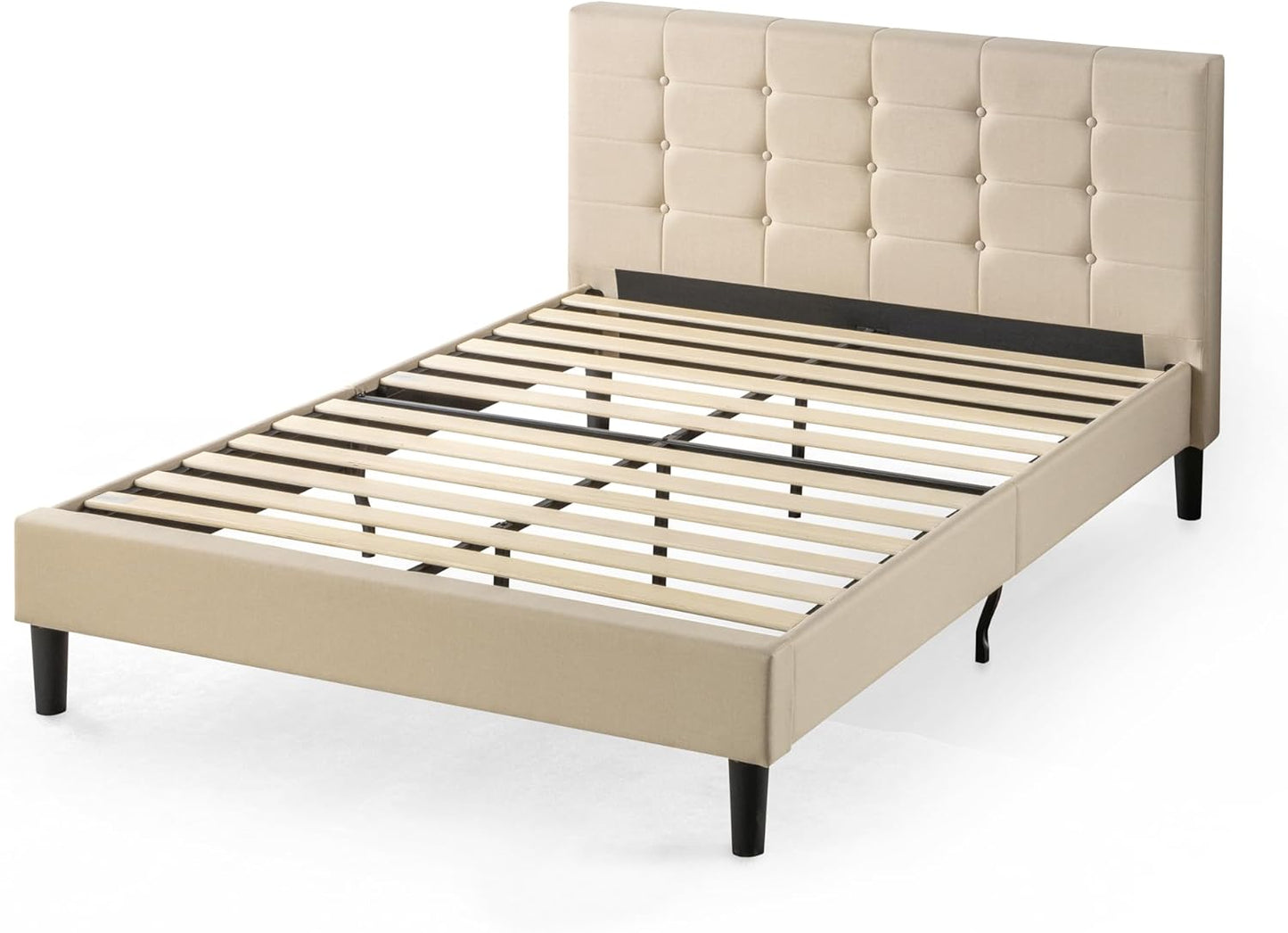 ZINUS Ibidun Upholstered Platform Bed Frame, Mattress Foundation, Wood Slat Support, No Box Spring Needed, Easy Assembly, King, Beige