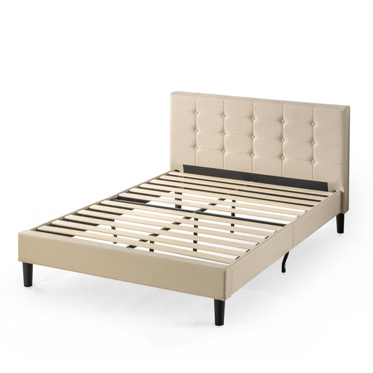 ZINUS Ibidun Upholstered Platform Bed Frame, Mattress Foundation, Wood Slat Support, No Box Spring Needed, Easy Assembly, King, Beige