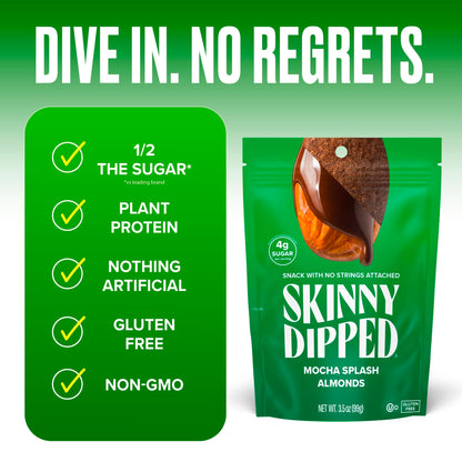 SkinnyDipped Snack Attack Minis Almond Variety Pack, Healthy Snack, Plant Protein, Gluten Free, 0.46 oz Mini Bags, Pack of 25