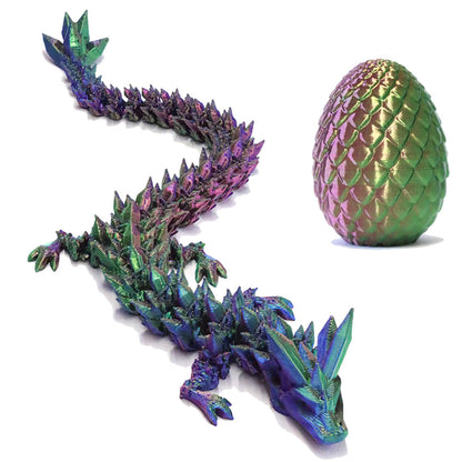 3D Printed Dragon in Egg, Dragon Eggs with Dragon Inside for Boys Kids Home Decor,Executive Articulated Crystal Dragon Fidget Desk Toys (Green)