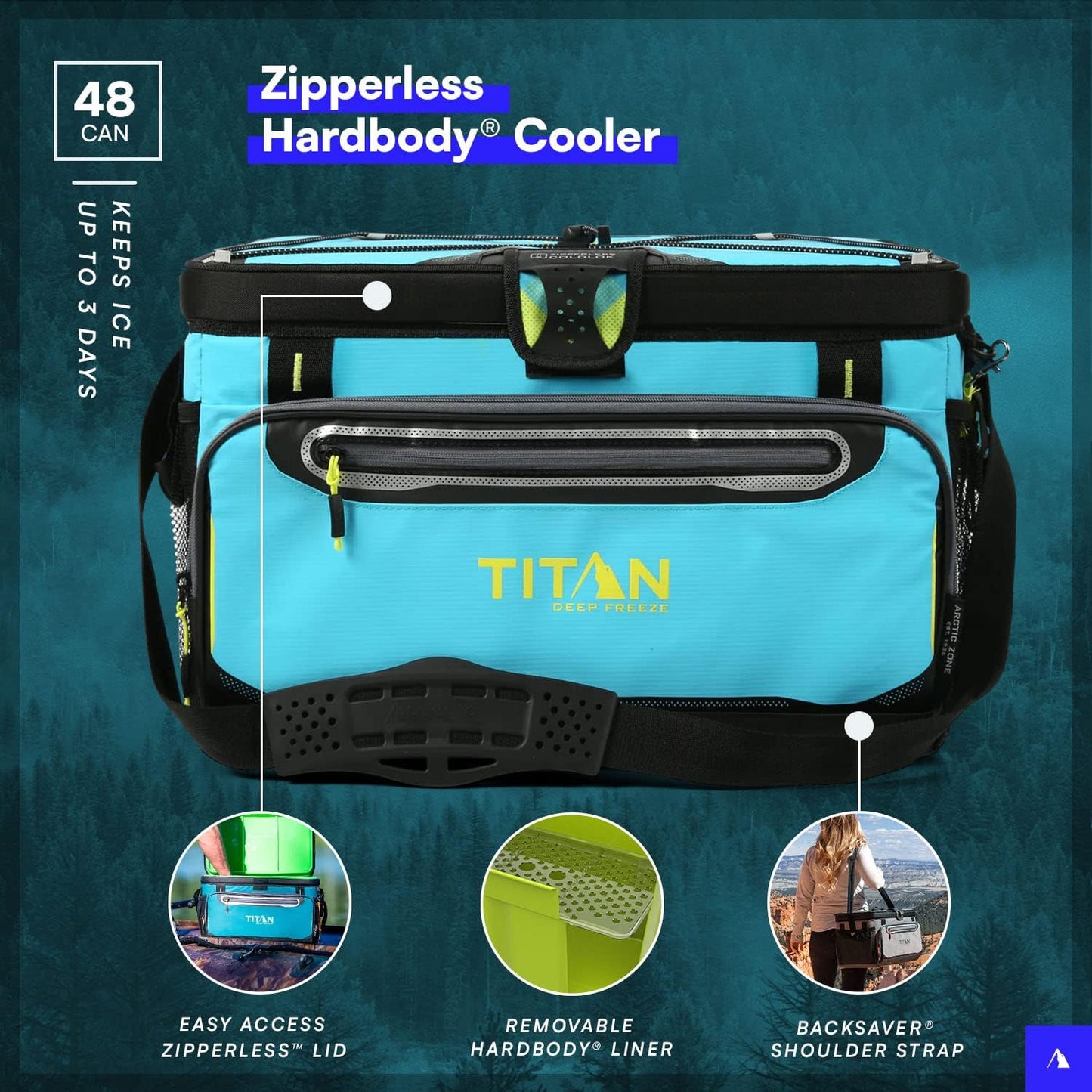 Titan Deep Freeze Cooler Zipperless Hardbody Cooler - Deep Freeze Insulation, HardBody Liner, and SmartShelf