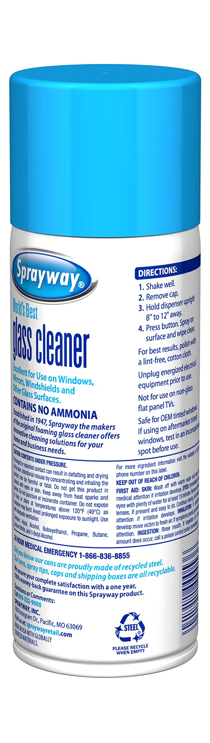 Glass Cleaner Ammonia Free, Streak Free, Blue