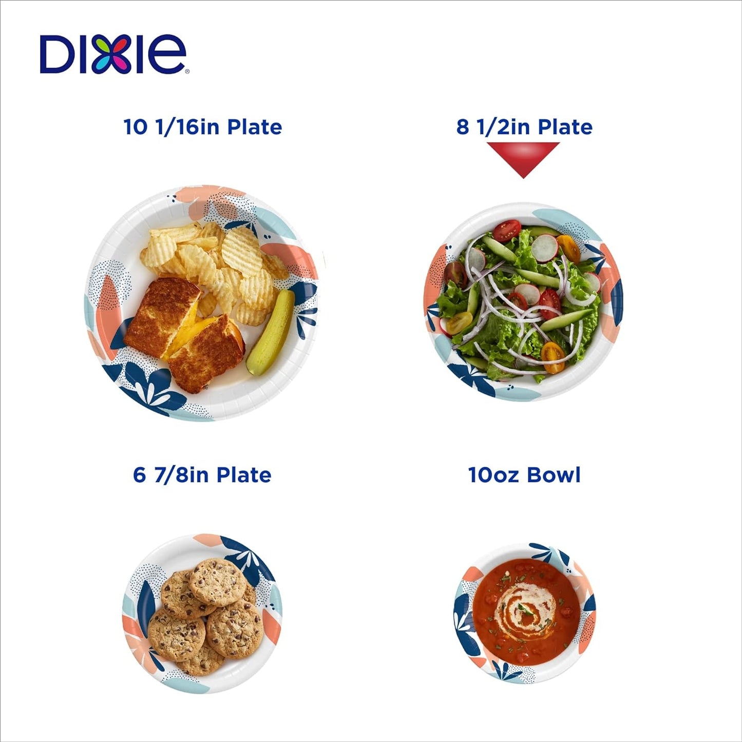 Dixie Medium Paper Plates, 8.5 Inch, 90 Count, 2X Stronger*, Microwave-Safe, Soak-Proof, Cut Resistant, Disposable Plates For Everyday Breakfast, Lunch, & Dinner Meals