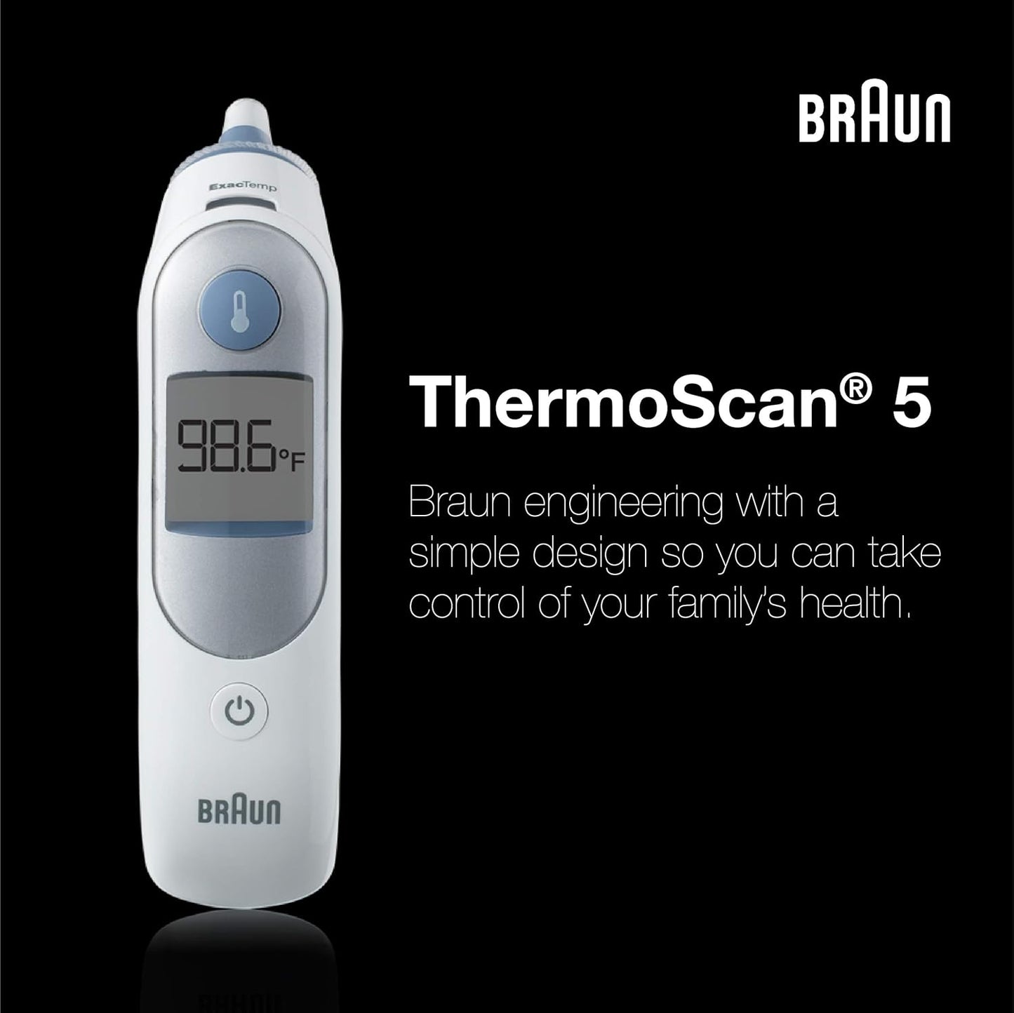 Braun ThermoScan 5 Ear thermometer | ExacTemp Stability Indicator | Digital Display | Baby and infant friendly | No. 1 Brand recommended by pediatricians1 | IRT6500