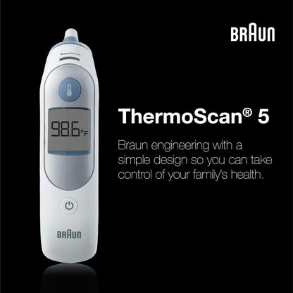 Braun ThermoScan 5 Ear thermometer | ExacTemp Stability Indicator | Digital Display | Baby and infant friendly | No. 1 Brand recommended by pediatricians1 | IRT6500