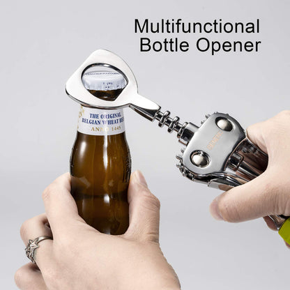 Wine Opener, Zinc Alloy Premium Wing Corkscrew Wine Bottle Opener with Multifunctional Bottles Opener, Sharp Corkscrew with Ergonomic Non-slip Wing Handle, Upgrade