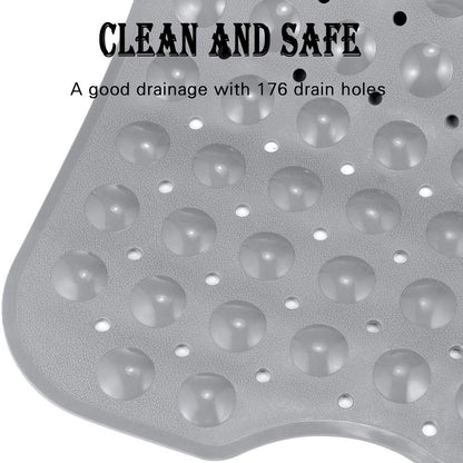 YINENN Bath Tub Shower Safety Mat 40 x 16 Inch Non-Slip and Extra Large, Bathtub Mat with Suction Cups, Machine Washable Bathroom Mats with Drain Holes, Clear