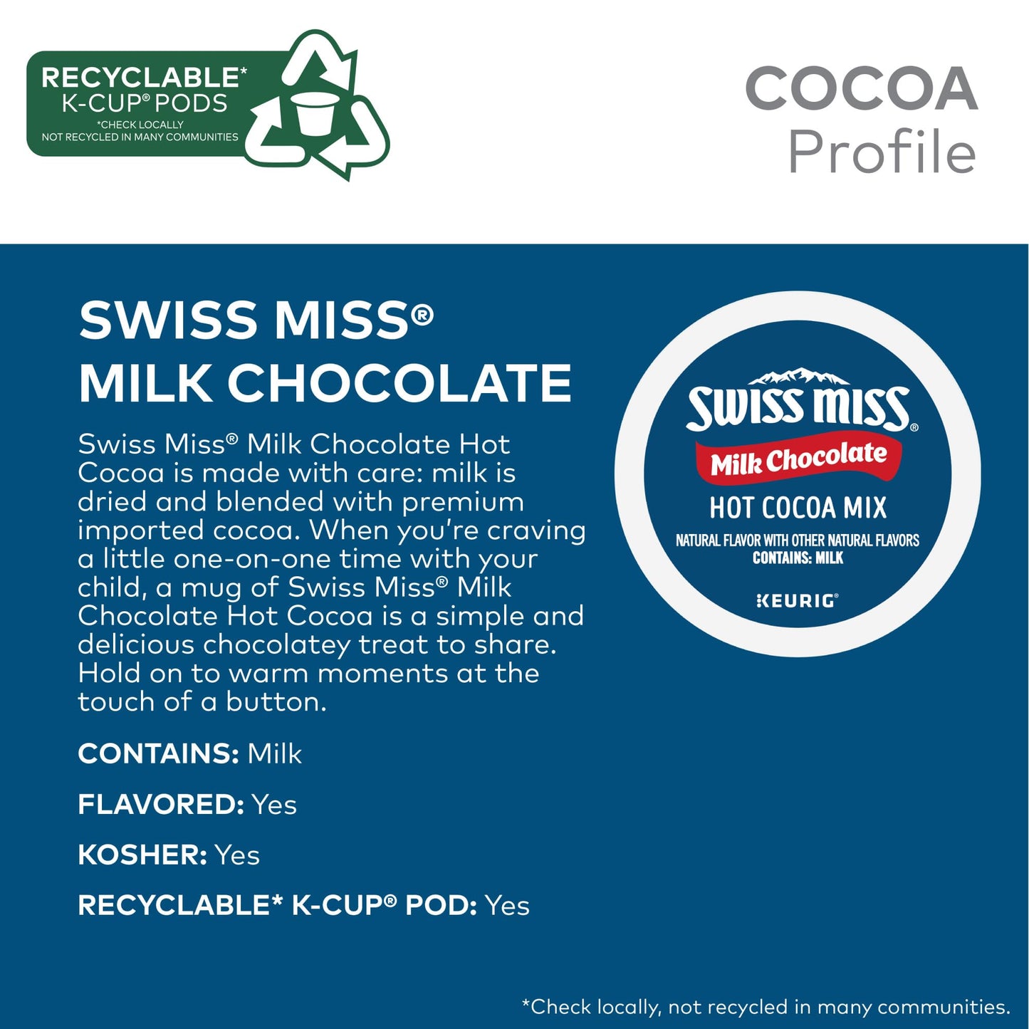 Swiss Miss Milk Chocolate Hot Cocoa, Keurig Single-Serve K-Cup Pods, 44 Count