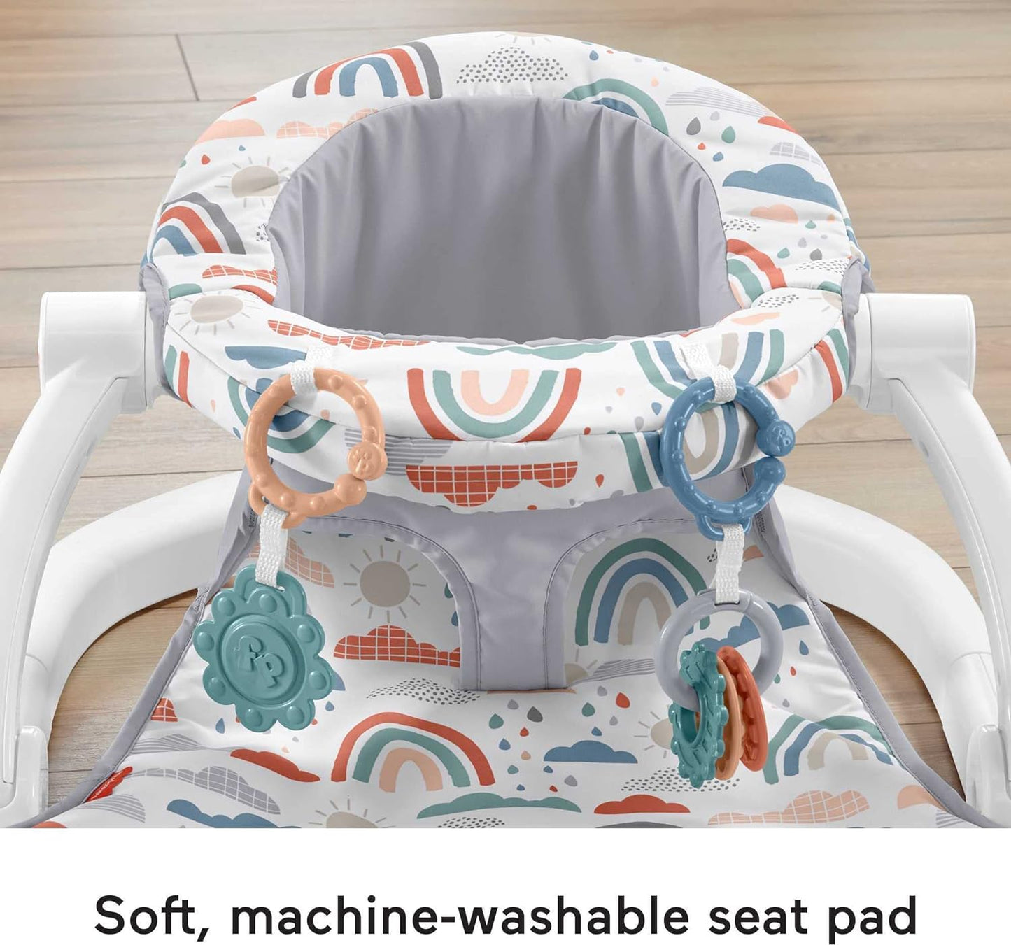 Fisher-Price Portable Baby Chair Sit-Me-Up Floor Seat with Developmental Toys & Machine Washable Seat Pad, Rainbow Sprinkles