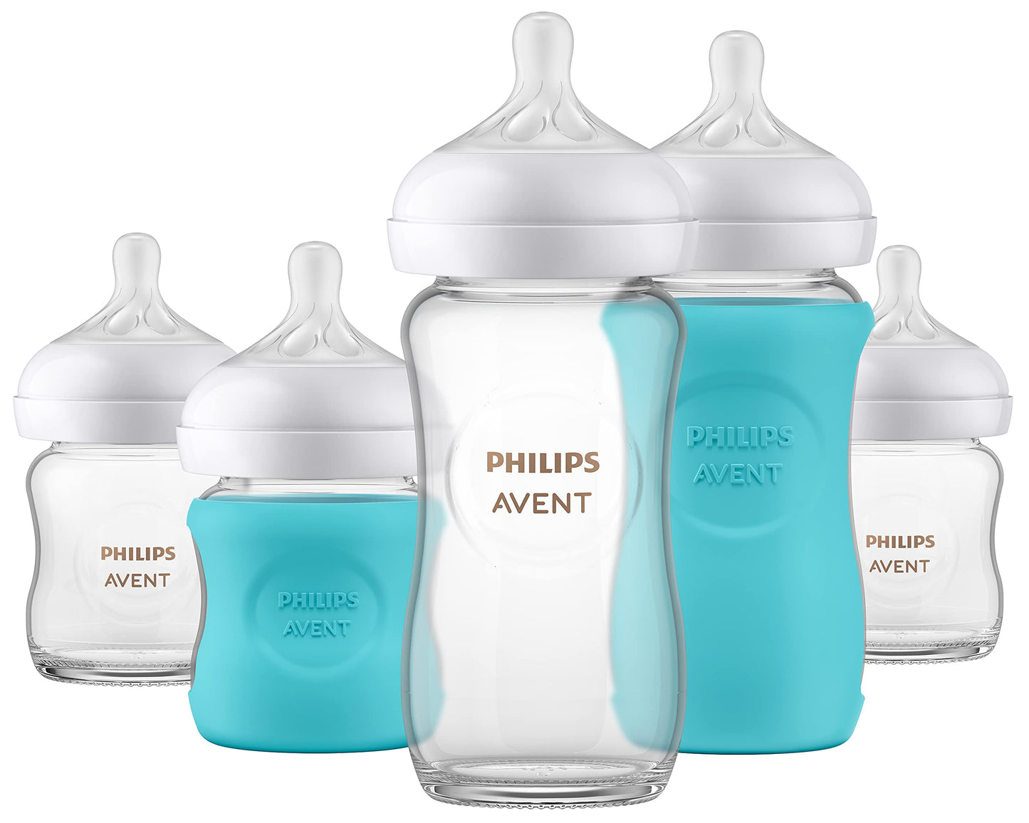 Philips AVENT Glass Natural Baby Bottle with Natural Response Nipple, Clear, 4oz, 4pk, SCY910/04