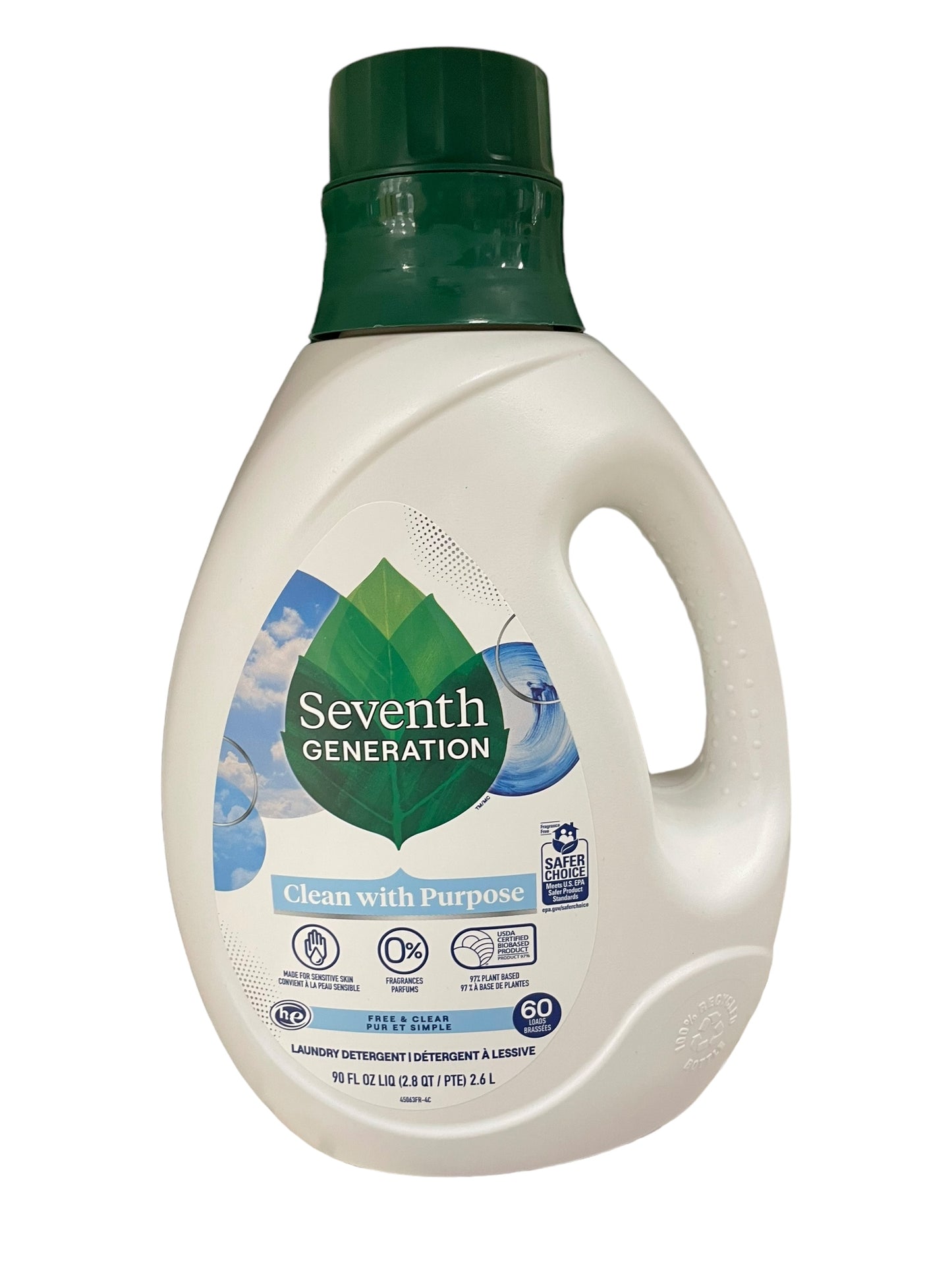 Seventh Generation, Clean with Purpose, Fresh Free & Clear (90 oz. 60 Loads)