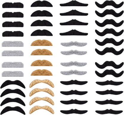 Whaline 48 Piece Self Adhesive Fake Mustache Set Novelty Mustaches for Costume and Halloween Festival Party