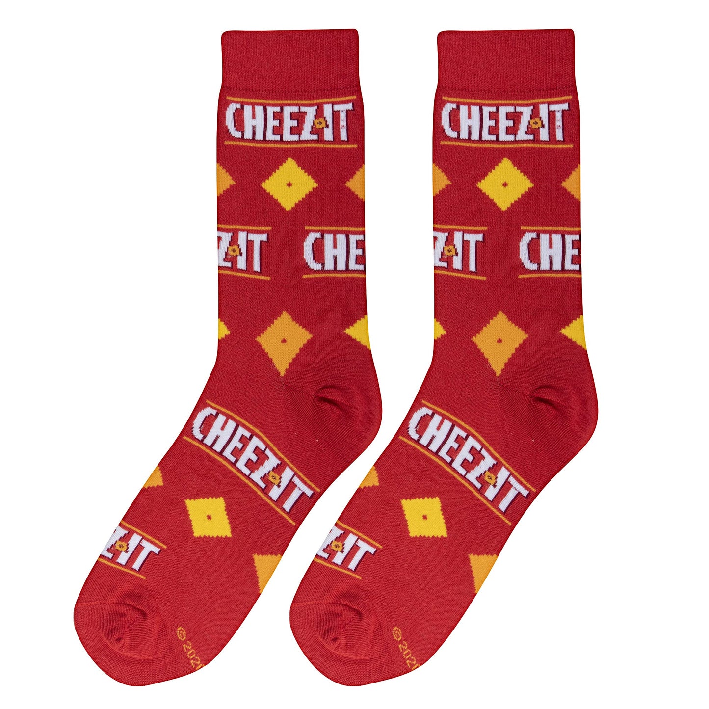 Crazy Socks for Men, Ritz Cracker, Funny Snack Food Novelty Print, Crew, Large