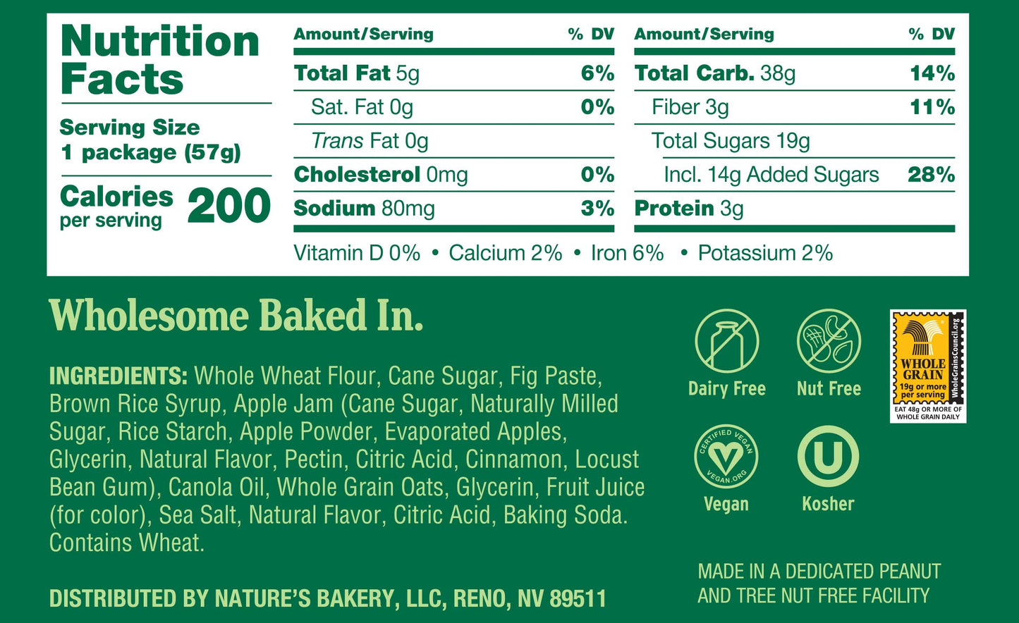 Nature's Bakery Fig Bar, Apple Cinnamon, 2 oz