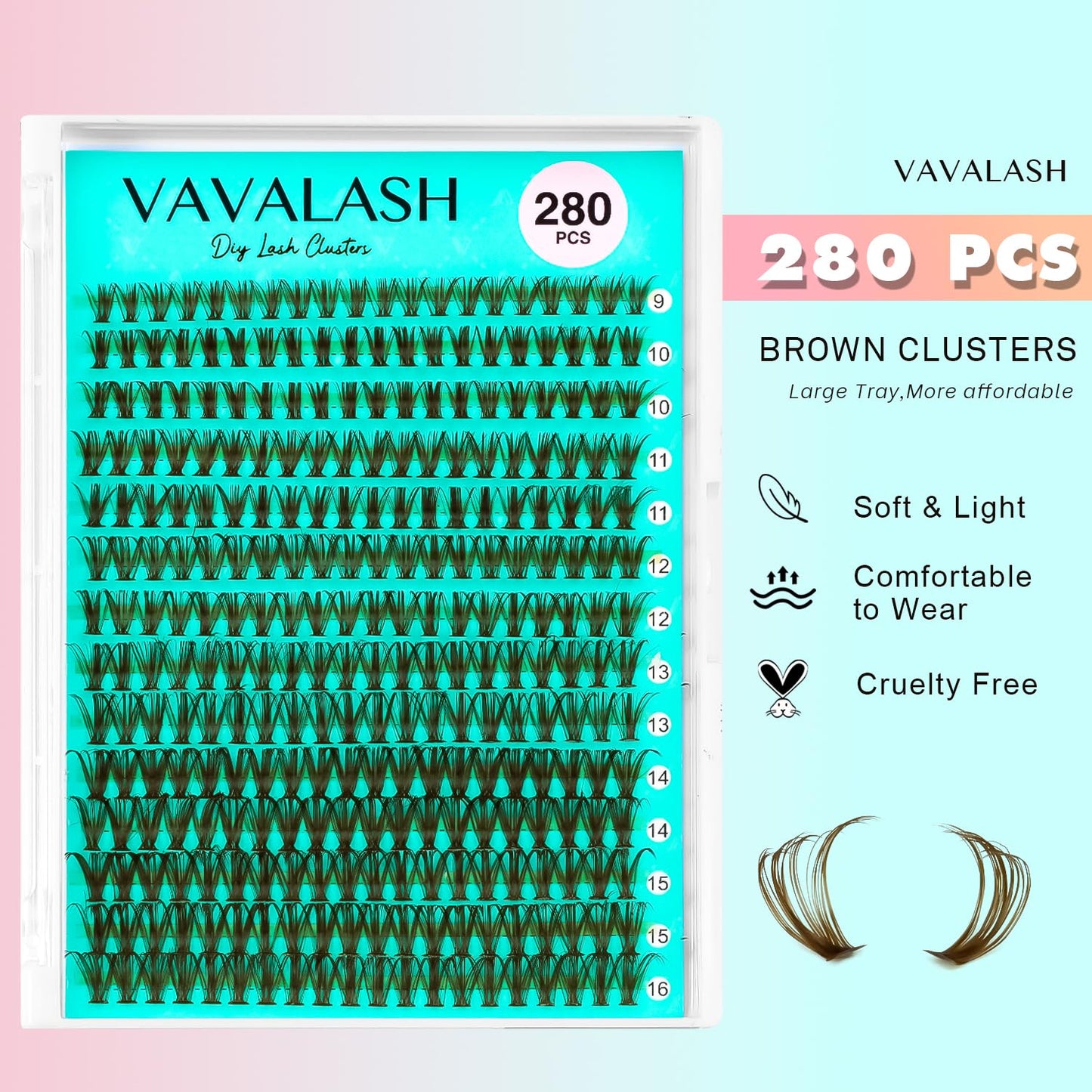 VAVALASH DIY Lash Extension Kit 280 Clusters Individual Lashes Kit 30D 40D 0.07D-10-16mm Lash Clusters, Lash Bond and Seal, Lash Tweezer for DIY Eyelash Extension at Home（Kit-30D+40D-0.07D-10-16MIX）