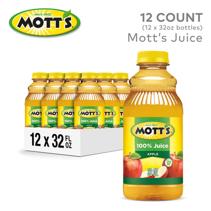 Mott's 100% Original Apple Juice, 8 Fl Oz Bottles, 24 Count (4 Packs Of 6), 2 Servings Of Fruit, 100% Fruit Juice, Gluten-free, Caffeine-free, Kosher, Contains No Artificial Colors Or Sweeteners