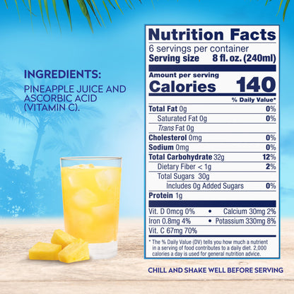 Dole 100% Juice, Pineapple, 46 Ounce Cans (Pack of 6)