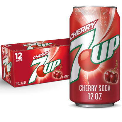 7UP Cherry Zero Sugar Soda, 12 fl oz cans (Pack of 12)