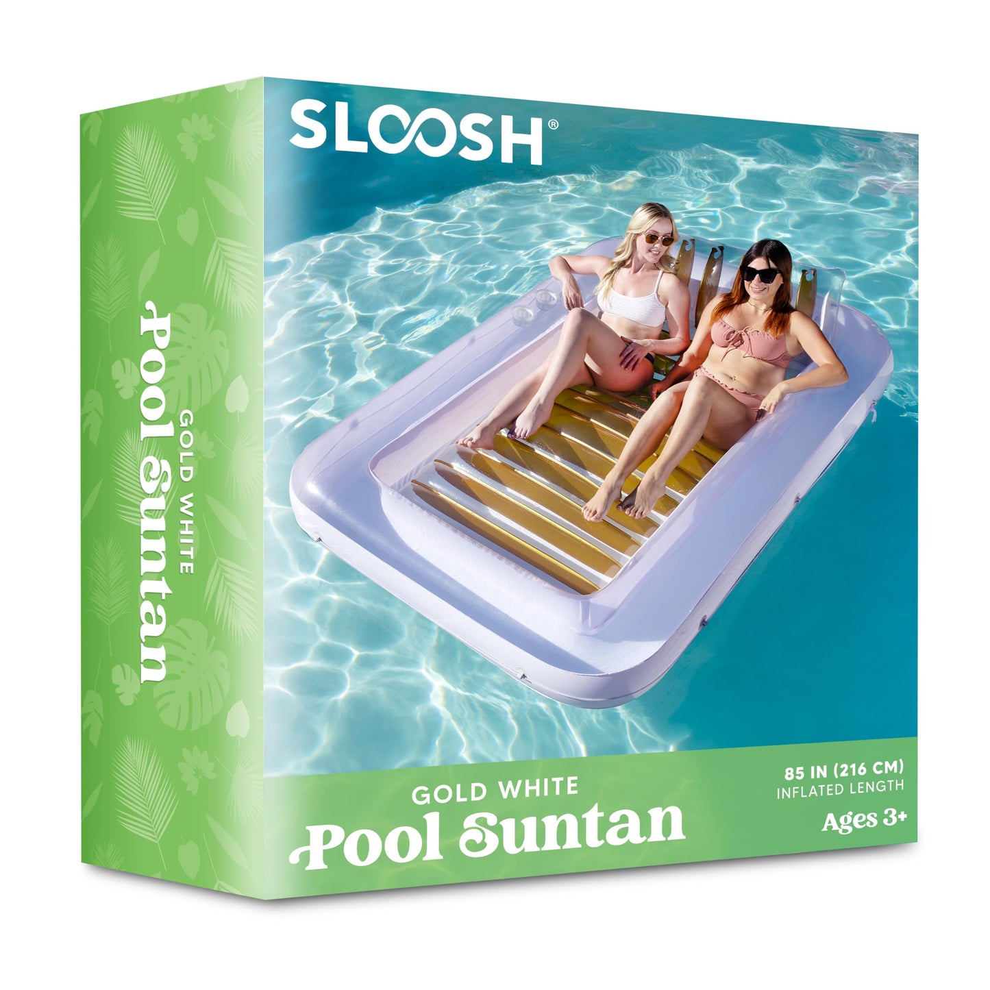 Sloosh Inflatable Tanning Pool Lounge Float, 70" x 46" Suntan Tub Raft Floatie, Tanning Pool with Pillow, Personal Pool Lounger for Adult Summer Water Party, L-Blue